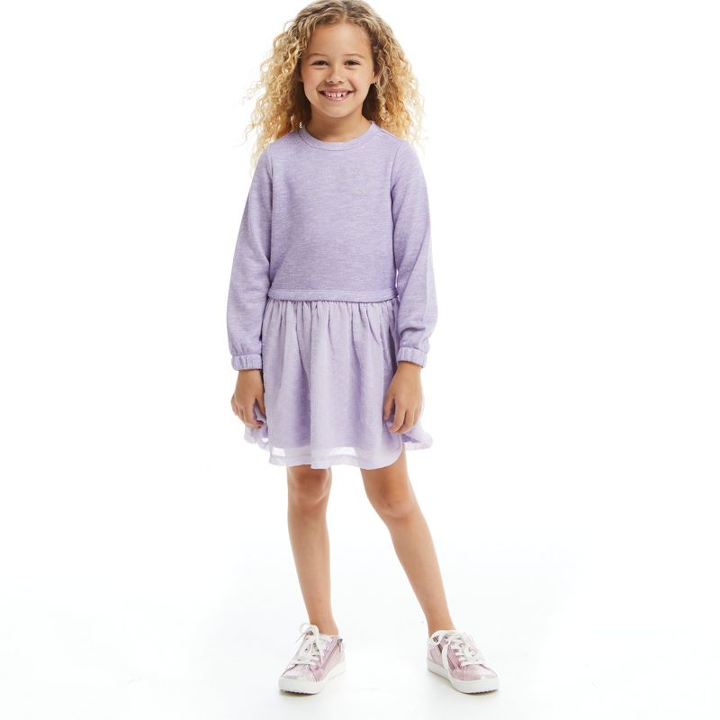 Andy & Evan  Toddler Girls Purple Heart Two-Fer Dress, 5 of 6