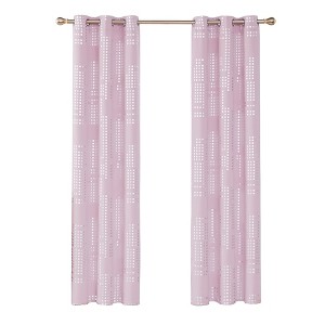 Deconovo Room Darkening Silver Foil Grommet Curtains (2 Panels) - 1 of 4