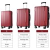 Syemin Luggage 3 Piece Luggage Sets Expandable Hard shell ABS Suitcases with Double Spinner Travel luggage Set with TSA Lock, Red, 18.5"*11.6"*29.5" - 3 of 4