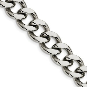 Black Bow Jewelry Men's 13.75mm Stainless Steel Heavy Flat Curb Chain Necklace - 1 of 4