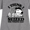 - Peanuts - Lucy I Seized The Wrong Day Graphic Short Sleeve Fleece Dress - 2 of 4