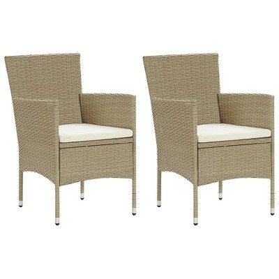 VidaXL Patio Dining Chairs 2 pcs Poly Rattan Beige