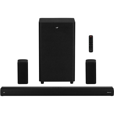 Photo 1 of Monoprice SB-600 Dolby Atmos 5.1.2 Soundbar with Wireless Subwoofer & Wireless Satellite Speakers, HDMI Inputs, eArc, Bluetooth, Toslink, Coax, Remote