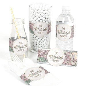 Big Dot of Happiness World Awaits -Travel Themed Party DIY Wrapper Favors and Decorations - Set of 15 - 1 of 4