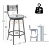 CAVINAS Set of 2 Swivel Counter Stools with 360 Degree Rotating Seat, Ergonomic Backrest, Black Metal Frame, Hand-Woven Paper Rope Seat - 3 of 4