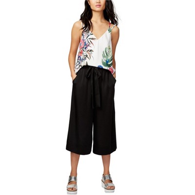 Rachel Roy Womens Erica Satin Floral Tank Top, White, Large