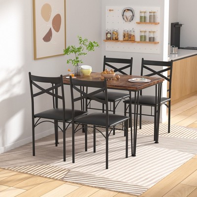 VECELO  Dining Table Set, 3/5 Pieces Dining Room Table Set with 2/4 upholstered Chairs for Small Space, Apartment