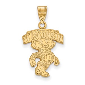 Black Bow Jewelry 14k Yellow Gold Wisconsin Badgers NCAA Large Pendant - 1 of 3