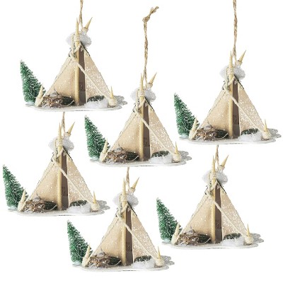 GlasFlength Tree Ornaments Modern Cardboard Tent Shape Holiday Decor Set for Christmas Tree Decorations, Multicolored, 5"*3.5"*4"