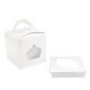 O'Creme White Cupcake Gift Box with Window, 4" x 4" x 4" - Pack of 25 - 2 of 3