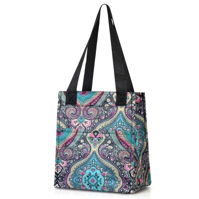 Zodaca Women Lunch Picnic Handbag Insulated Leak Rresistant Tote Carry Bag - Blue Paisley