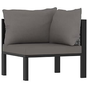 vidaXL Sectional Corner Sofa with Left Armrest for Indoor/Outdoor - Durable and Weather-Resistant Poly Rattan in Anthracite - 1 of 4