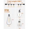 Itopfox 120FT Outdoor String Lights, Waterproof Patio Lights with 64 Hanging ST38 Bulbs, 2700k Shatterproof for Backyard Gazebo Porch Garden Decor - 2 of 4