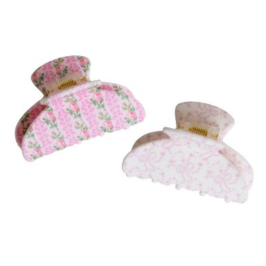 LoveShackFancy x Target – Goody Blooming Heirloom Small Claw Clip 2CT Strawberry Macaroon