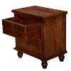 Benzara 26" Handcrafted Nightstand 2 Drawers Antique Style Gold Knobs Cherry Brown Wood Brown - 3 of 4