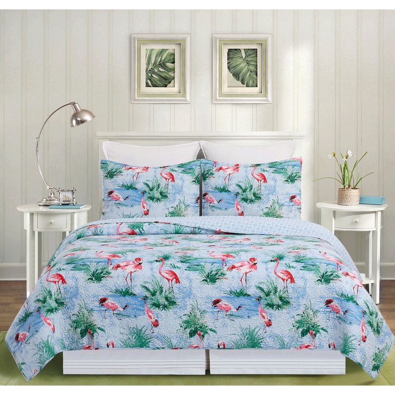 C&F Home Paradise Coast Flamingo Cotton Quilt Set  - Reversible and Machine Washable, 4 of 10