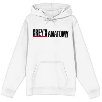 Grey's Anatomy Logo Long Sleeve White Adult Hooded Sweatshirt