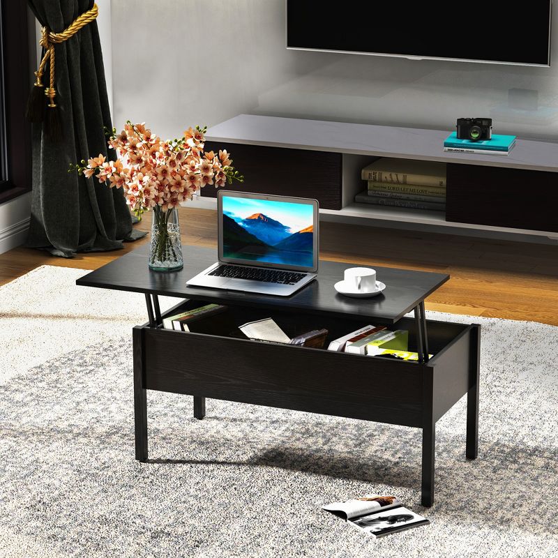 HOMCOM 39" Modern Lift Top Coffee Table Desk With Hidden Storage Compartment for Living Room, 3 of 11