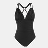 Women's V Neck Tummy Control Double Straps One Piece Swimsuit -Cupshe - 4 of 4