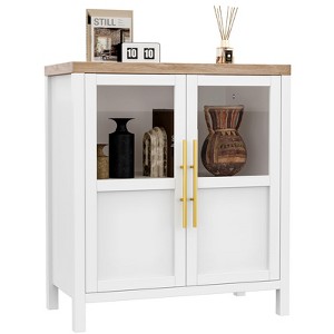 Sideboard Buffet Cabinet with 2 Glass Doors - 29 Inch Large Storage Cabinet, Modern Farmhouse Style, Suitable for Kitchen Dining Room and Living Room - 1 of 4