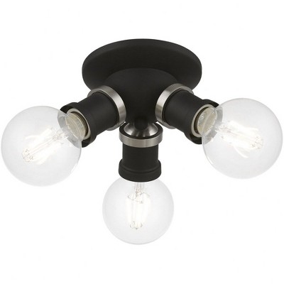 Lansdale 7" Transitional 3-Light Black & Brushed Nickel Flush Mount