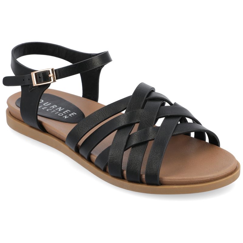 Journee Collection Womens Kimmie Ankle Strap Flat Sandals, 1 of 11
