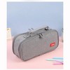 Generic Pencil Case, Double Zipper Storage Bag; Big Pencil Pouch (Black Grey) - 2 of 4