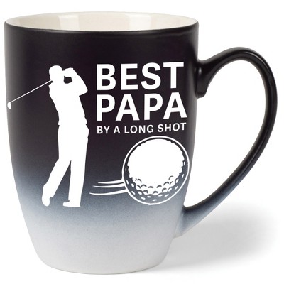 Elanze Designs Best Papa By A Long Shot Two Toned Ombre Matte Black and White 12 ounce Ceramic Stoneware Coffee Cup Mug