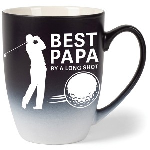 Elanze Designs Best Papa By A Long Shot Two Toned Ombre Matte Black and White 12 ounce Ceramic Stoneware Coffee Cup Mug - 1 of 4