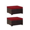 UPHA 2-Piece Rattan Ottoman Set with Red Cushions, Brown Wicker Frame - 2 of 4