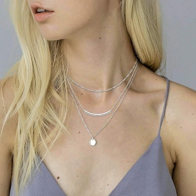 HTUTWOO Dainty Layered Choker Necklaces Handmade Coin Tube Pendant Multilayer Adjustable Layering Chain Gold Plated Necklaces Set for Women