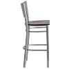 Emma and Oliver Silver Slat Back Metal Restaurant Dining Barstool - 4 of 4