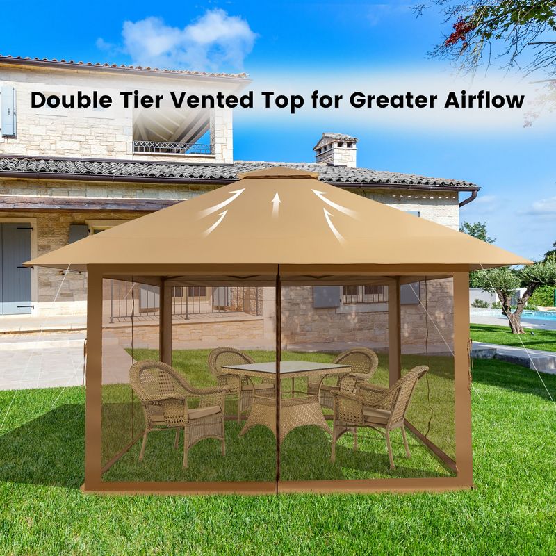 Costway 13x13ft Pop-up Instant Canopy Tent Mesh Sidewall UV50+ Adjust Outdoor Patio, 2 of 11