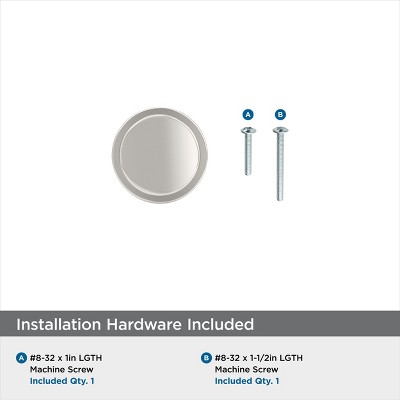 Polished Nickel Round Cabinet Knob with Mounting Hardware