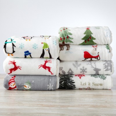 Believe Magic Holiday Plush Fleece Reversible Sherpa Throw Blanket