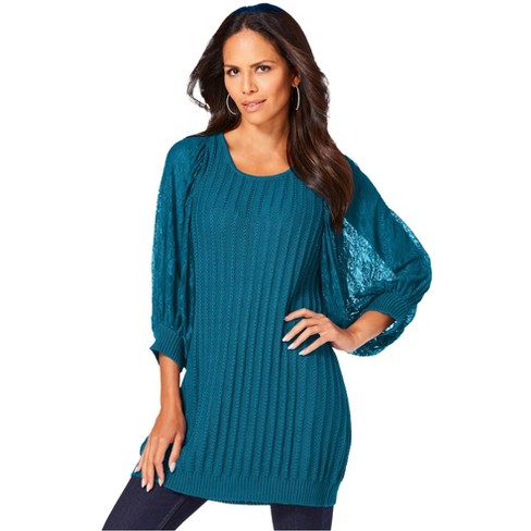 Plus size teal on sale sweater