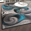 Emma and Oliver Modern Abstract Olefin Accent Rug with Sculpted Wave Design and Natural Jute Backing - 3 of 4