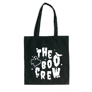 City Creek Prints The Boo Crew Bat And Ghost Canvas Tote Bag - 15x16 - Black - 1 of 2