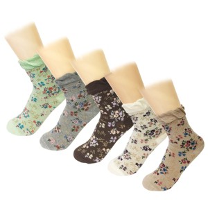 Wrapables Women's Vintage Floral Posies Socks (Set of 5) - 1 of 4