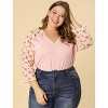 Agnes Orinda Women's Plus Size Top Raglan Floral Print V Neck 3/4 Sleeve Peasant Blouse - 2 of 4