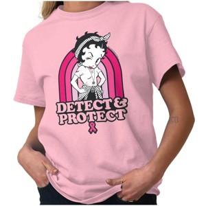 Betty Detect Protect Breast Cancer Womens Graphic T Shirt Tees Brisco Brands - 1 of 4