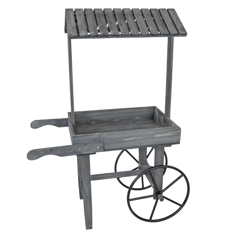 Sunnydaze Rustic, Vintage Flower Cart Display Stand Candy Cart with Wheels for a Wedding, Party, or Event - Gray - image 1 of 4