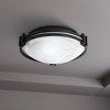 Possini Euro Design Deco Modern Ceiling Light Flush Mount Fixture 12 3/4" Wide Black 2-Light Marbleized White Glass Bowl Shade for Bedroom Kitchen - 2 of 4