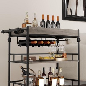 Nasitip 3-Tier Bar Cart with juice Rack and Glass Holders, Rolling Beverage Cart with Removable Trays for Kitchen & Dining Room - 1 of 4
