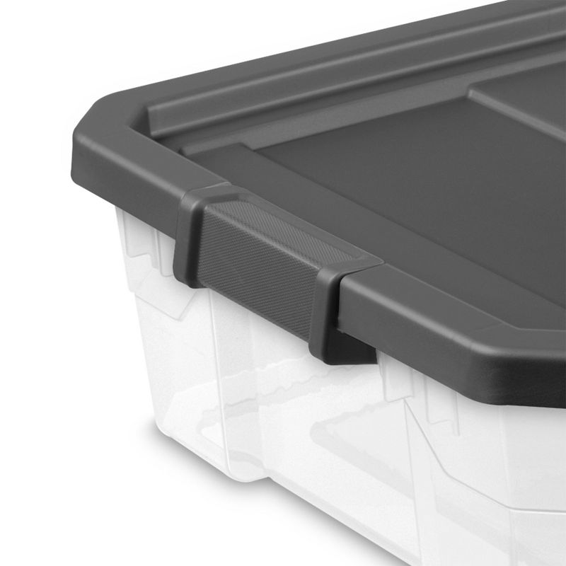 Sterilite 40 Quart Clear Plastic Modular Stacker Storage Bin Tote Containers with Latching Lids and Textured Sure-Grip Surfaces, Flat Gray, 3 of 7