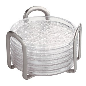 iDESIGN Rain Stainless Steel Drink Coaster with Holder Clear: Kitchen Storage, 5x5x3, Spot Clean, 1.1 lbs - 1 of 3