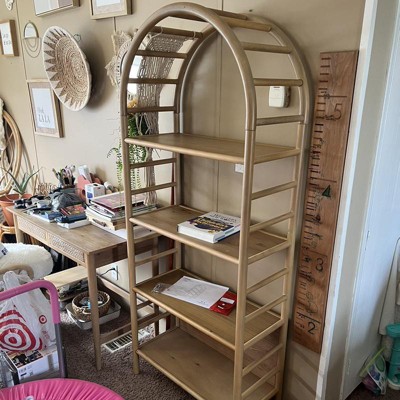 72" Holladay Curved Wooden Bookcase Natural - Threshold™ Designed With