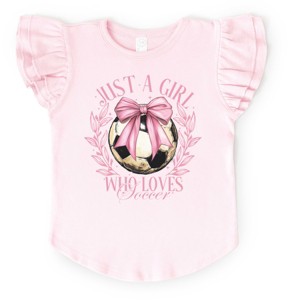 The Juniper Shop Just A Girl Who Loves Soccer Coquette Flutter Sleeve Tee - 1 of 4