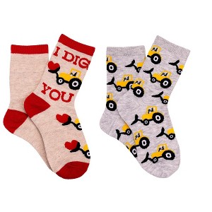 Everything Legwear Boys Valentines I Dig You 2 Pair Crew Socks - 1 of 1