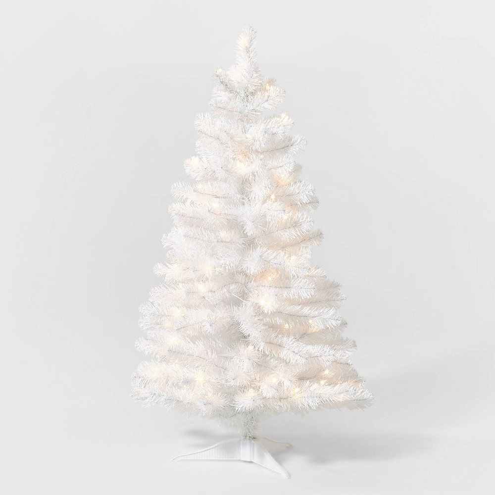 3.5ft Pre-Lit White Alberta Spruce Artificial Tree Clear Lights - Wondershop